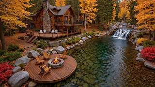 Cozy Autumn Cabin by the River 🍂🎹 Soft Piano & Firelight for Deep Relaxation screenshot 4