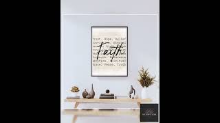 Faith Script Digital Art Download 8.5x11 Inspirational Wall Decor Printable JPEG Christian Quote ...