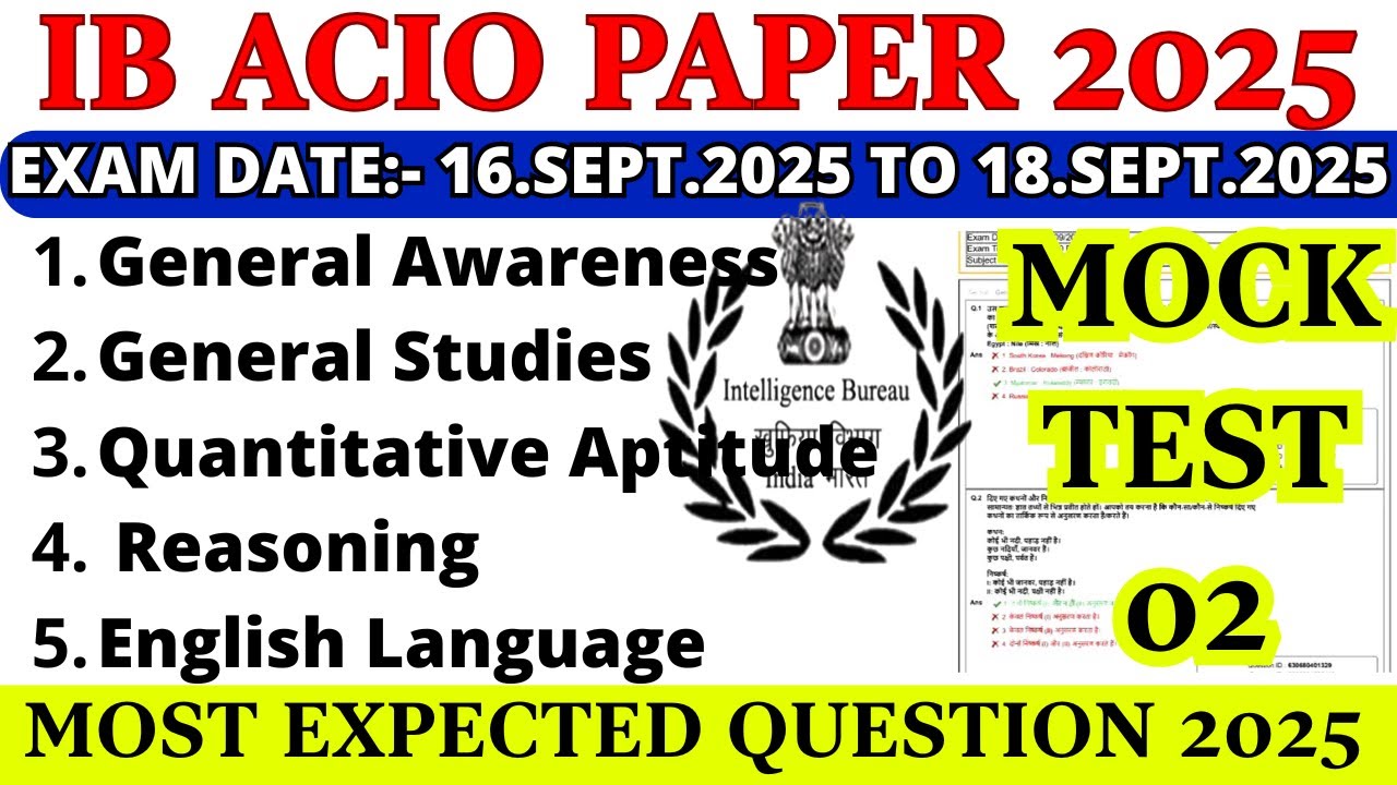 IB ACIO PREVIOUS YEAR PAPER | IB ACIO EXAM PAPER 16 SEP 2025 | IB ACIO ...