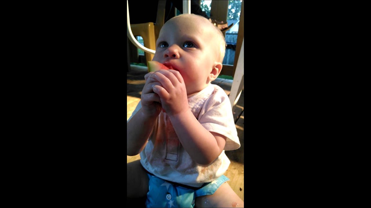 Baby love watermelon! ( has no teeth)
