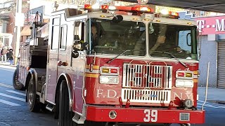 FDNY Engine 63, Tiller Ladder 39 & Battalion 15 Responding On White Plains Road In The Bronx, NYC