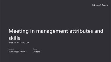 Management attributes and skills group video