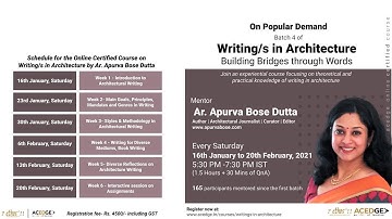 Writing/s in Architecture by Ar. Apurva Bose Dutta | Online Course | Learn with Acedge