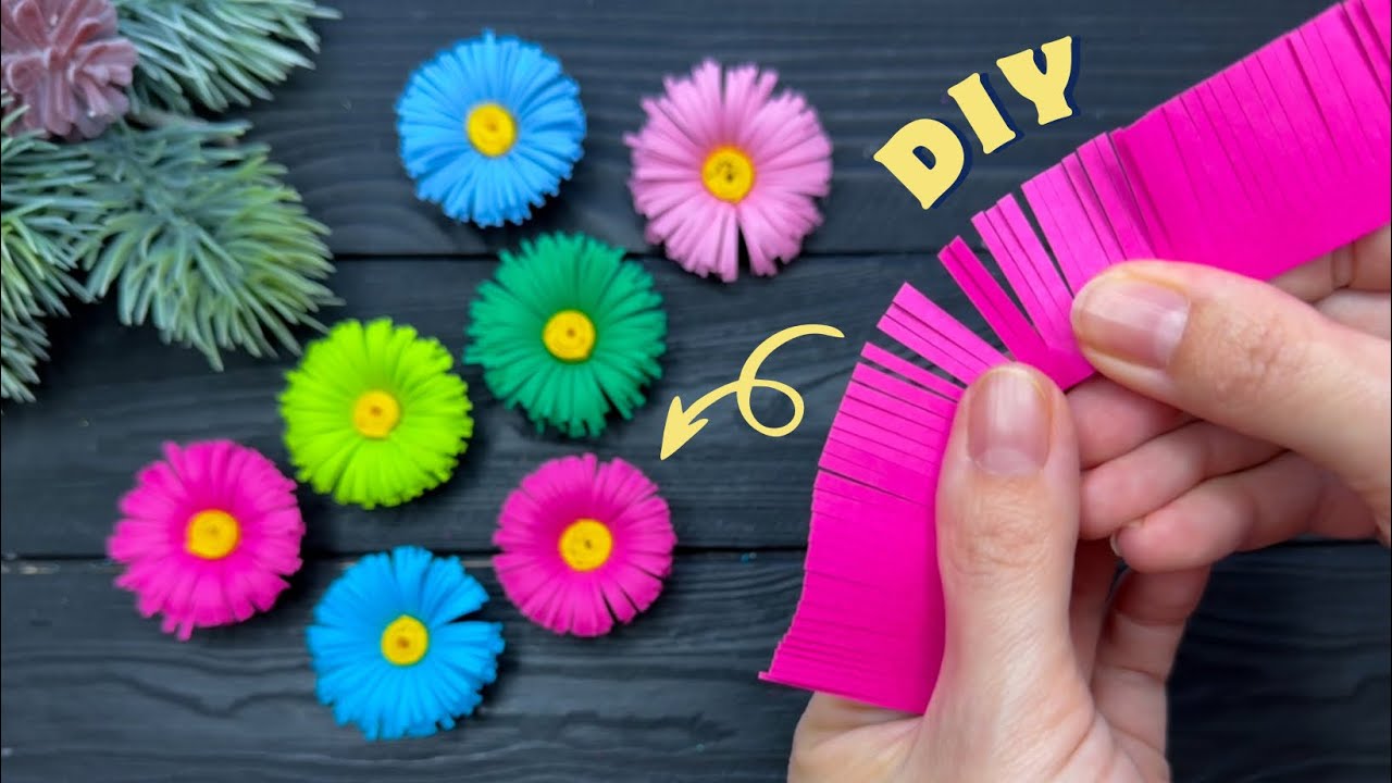 How to make EASY Paper Flowers DIY Paper Craft Ideas Tutorial - YouTube