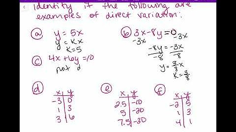 Algebra Unit 3 Lesson 4 Direct Variation