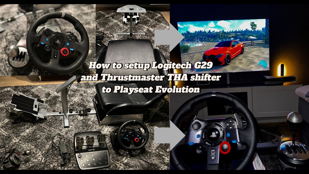 HOW TO SETUP PLAYSEAT EVOLUTION + Logitech G29 +Thrustmaster TH8A Shifter and connect  Playstation 5