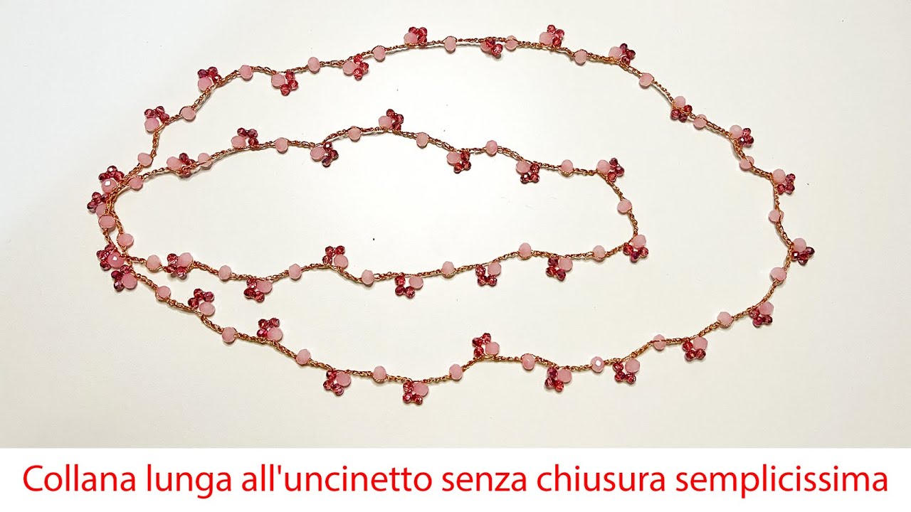 Collana lunga all'uncinetto senza chiusura semplicissima