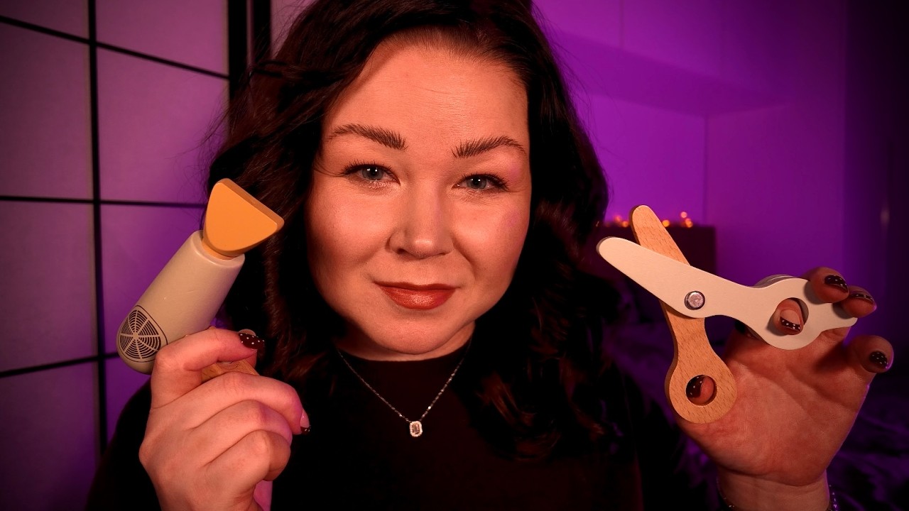 ASMR Kampaamo Roleplay ✂️ Puinen hiustenhoito & Personal Attention (rentoutumiseen ja uneen)