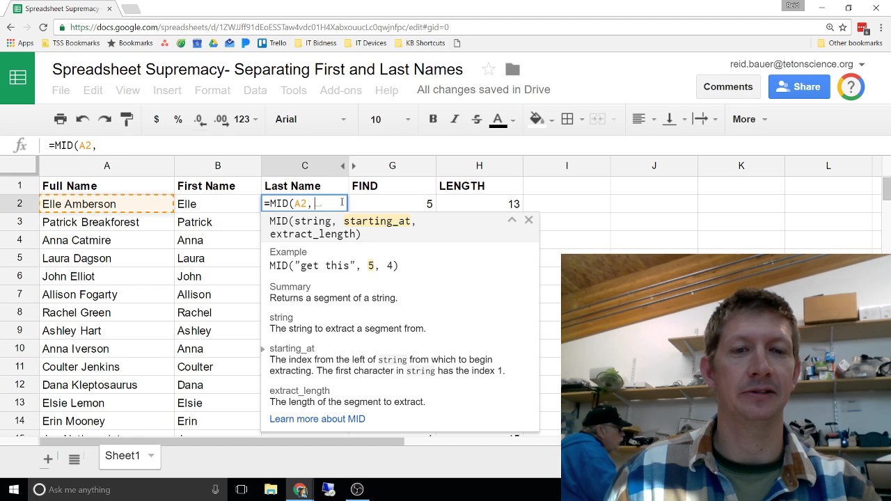 Two Ways to Separate First and Last Names in Google Sheets : Teton Science  Schools Helpdesk