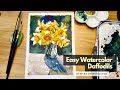 How to paint easy Watercolor Daffodils in a vase | Lets paint some daffodils #watercolorforbeginners