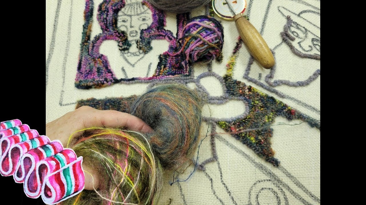 Rug hooking with Non traditional yarn weights...sock yarn, DK, mohair ...