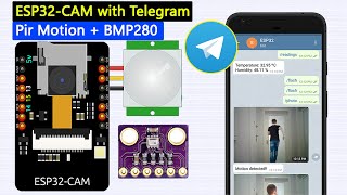 ESP32 CAM PIR Motion + BMP280 With Telegram web || Take Photos, Control Outputs, Request Sensor