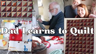 Teaching My Dad to Make a Quilt - Quilting for Beginners - Log Cabin Block
