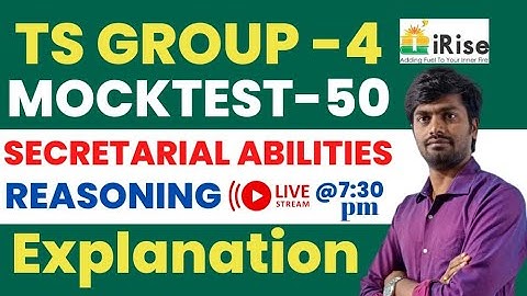 🔴LIVE🔴 TSPSC GROUP-4 MOCKTEST-50 Secretarial Abilities Reasoning Questions Explanation