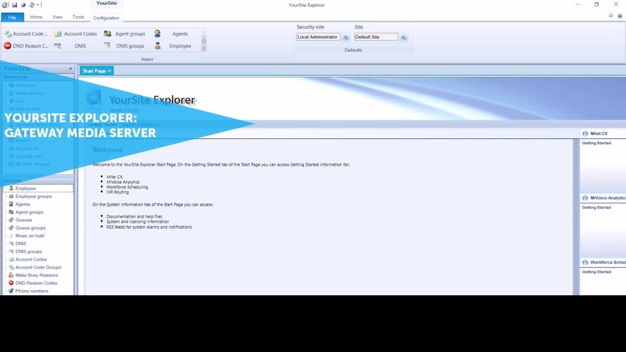 YourSite Explorer: Gateway Media Server: SIP: Mitel CX
