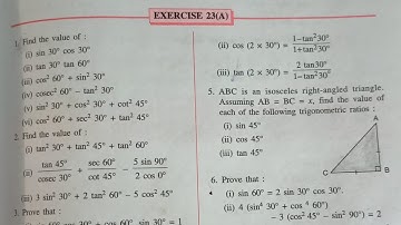 trigonometrical ratios of standard Angles class 9 icse SelinaEx Ex-23A||icse||ch-3||maths||selina
