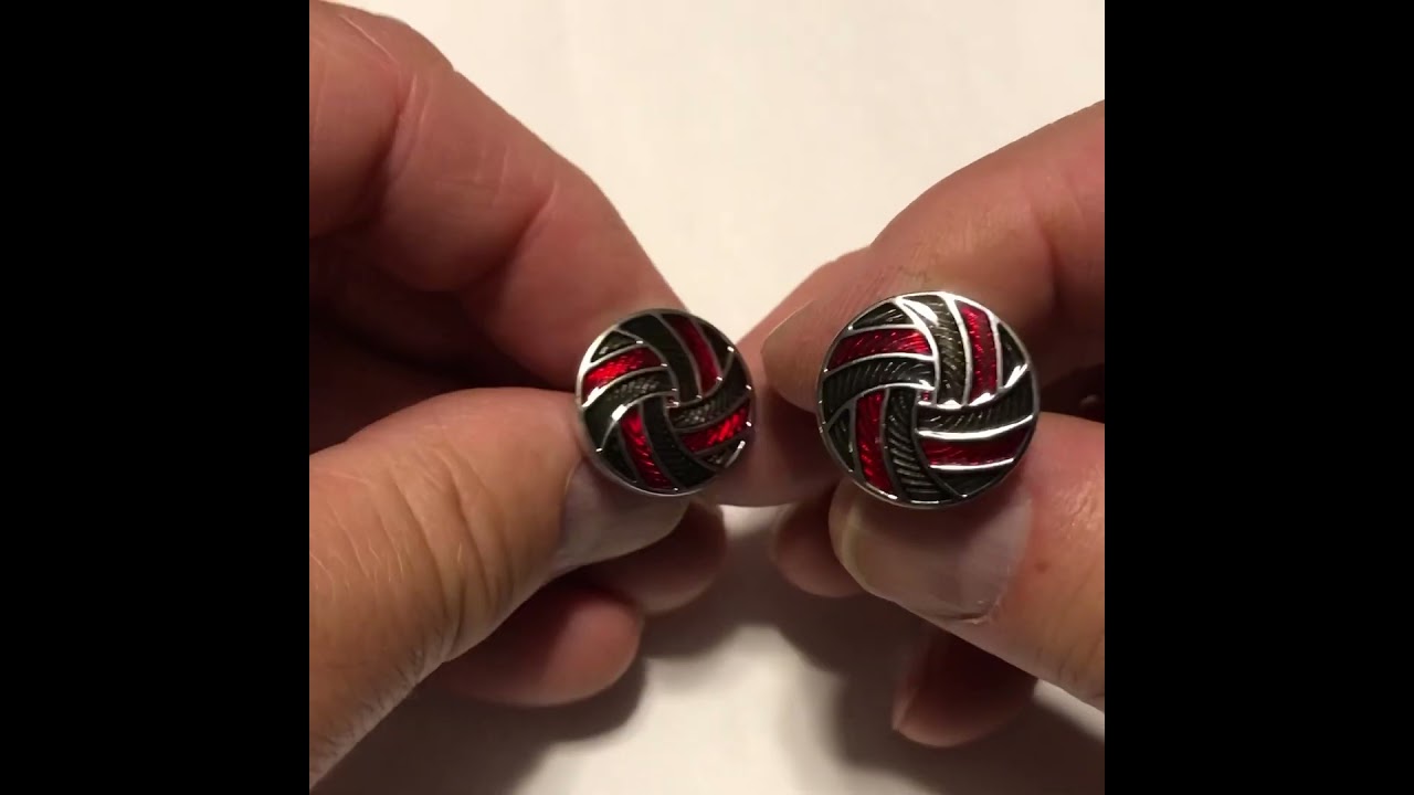 Designer Cufflinks Red and Black Enamel Cuff Links Jay Pins 