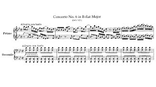 Bach/Reger - BWV 1051, Brandenburg Concerto No. 6, arr. for piano 4 hands w/ score