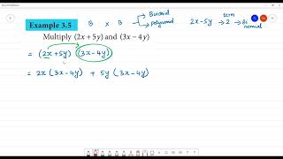 Class 8 TN Maths 3 ALGEBRA Example 3.5   Multiply (2x+5y )  and ( 3x - 4y )