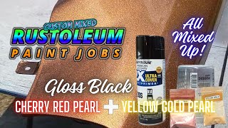 RUSTOLEUM PAINT JOB CHERRY RED AND YELLOW GOLD PEARLS MIXED TOGETHER OVER BLACK!!!