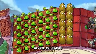 Plants vs. Zombies: Cabbage & Tall-nut on the ROOF Vs All 99999 Zombies coming out Survival Day. screenshot 4