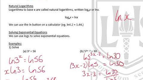 LHS Higher Mathematics - Logs and Exponentials 3 - The Exponential Function