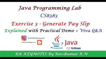 #05 (Java Lab Ex 3) Generate Payslip by Inheriting the Members from One Class | CS8383 | RK Keynotes