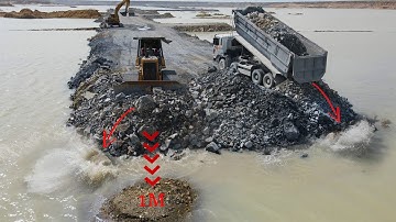 Update! Technical skills Building Road On Water with Operation Bulldozer, Dump Truck Moving Stone