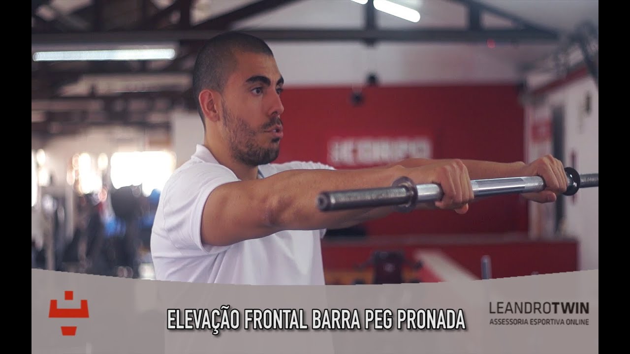 Elevação frontal barra pegada pronada - execução exercício treinoji