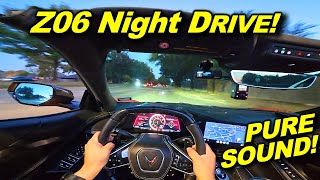 C8 Z06 POV Night Drive To Car Show! 4k Engine Sounds ASMR (No Talking)