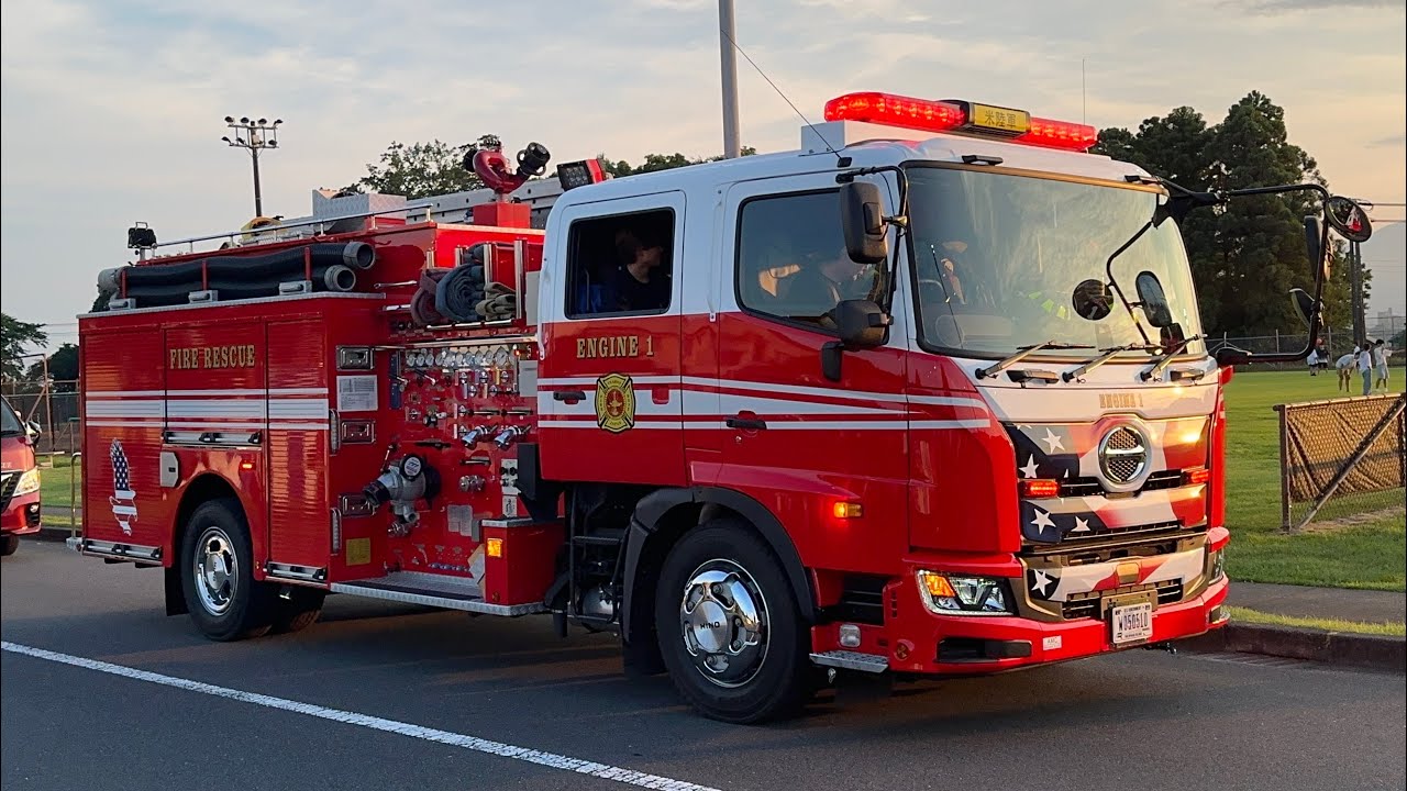 在日アメリカ陸軍　キャンプ座間　消防車　走行集(一部サービスサイレン•ホーンあり)