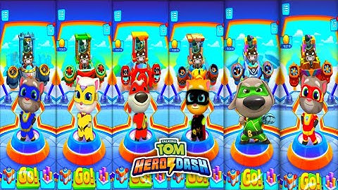 talking tom hero dash - all heroes colour suit saving all heroes & world - gameplay (android, ios)