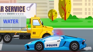 The Blue Police Car | Service & Emergency Vehicles | Cars & Trucks Cartoon for children