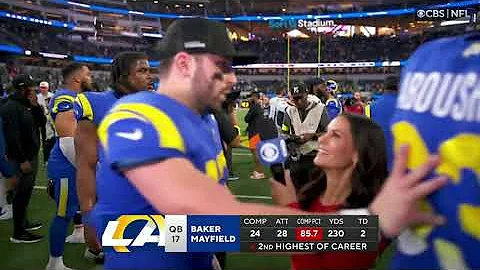 Baker Mayfield postgame interview gets interrupted...