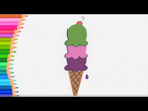 Dibujar y Colorea Helado | Dibujos Para Niños | Aprender Colores & Español y Inglés