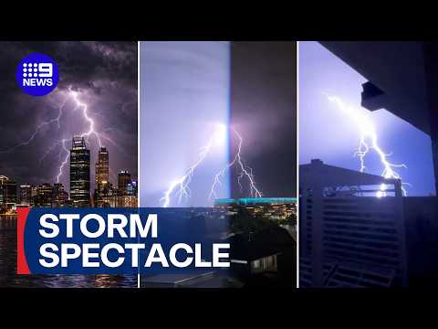 Intense electric storm lights up Perth skies | 9 News Australia