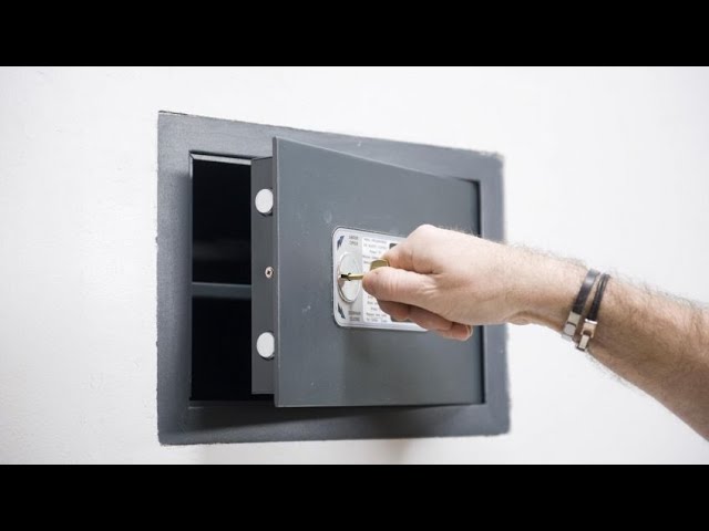 Fondo Caja Fuerte Grande En Un Edificio Está Abierta Y Mirando