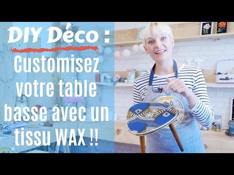 DIY Tissus Wax collé sur table vintage GNOOSS TV