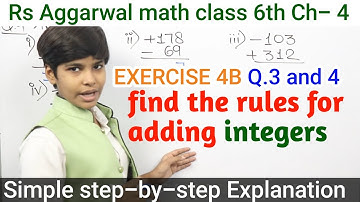 rs aggarwal Solution Class 6 chapter 4 Exercise 4B Q 3 and 4 | Integers basic math glory | math wali