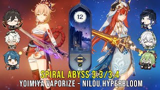 C0 Yoimiya Vaporize and C0 Nilou Hyperbloom - Genshin Impact Abyss 3.3 - Floor 12 9 Stars