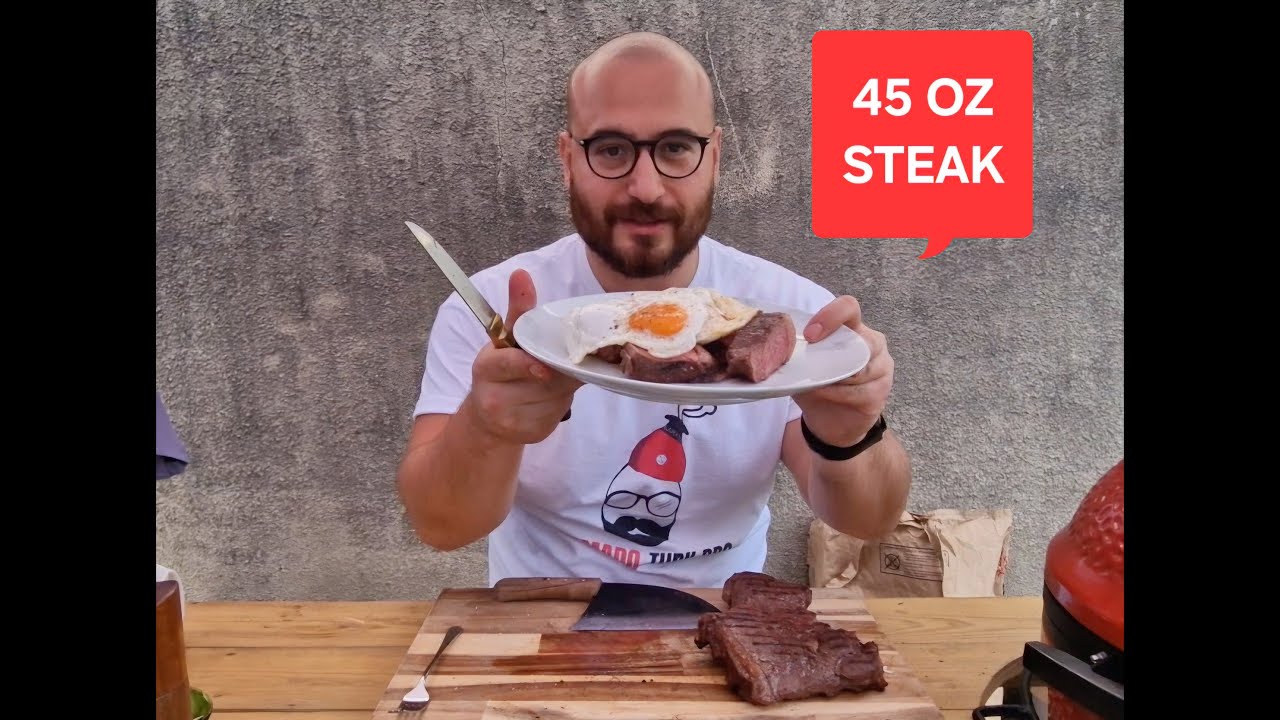 BBQ Steak and Eggs for Breakfast on Kamado Joe Jr.