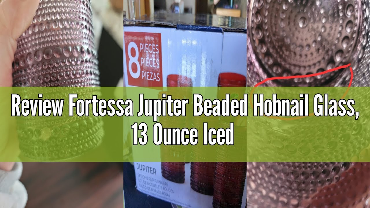 Review Fortessa Jupiter Beaded Hobnail Glass, 13 Ounce Iced Beverage (Set of 6), Cornflower Blue