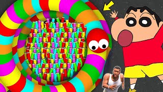 SHINCHAN PLAY SLITHER IO AND SMALL SNAKES IN TH E WORLD WITH FRANKLIN AND CHOP | DREAM SQUAD screenshot 3