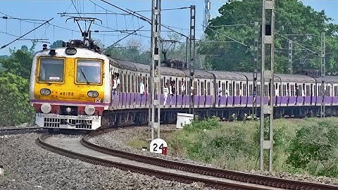 Aerodynamic Face & Newly Painted Colourful EMU Local Train Speeding in Huge Curve & Skip Furiously