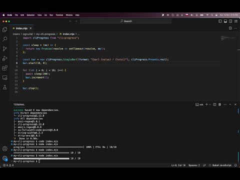 Create a simple cli progress bar in nodeJS