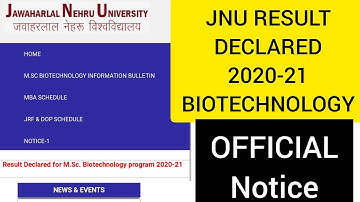 JNU RESULTS 2020 BIOTECHNOLOGY