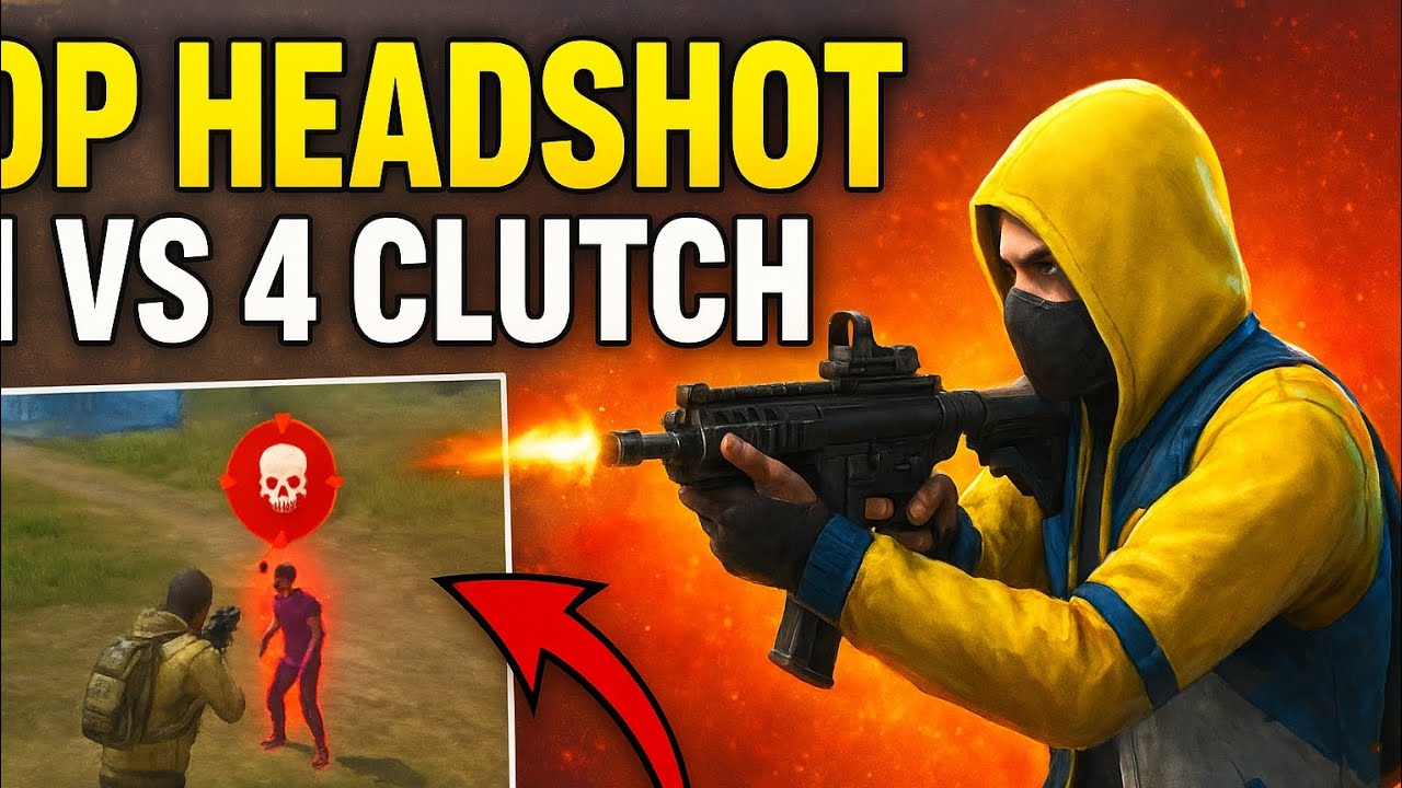 Free Fire में OP Headshot 🔥 | 1 Vs 4 Clutch | Garena Free Fire Gameplay ...