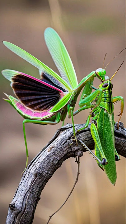 Mantis hunts giant grasshoppers and a delicious feast #mantis #hunting #grasshopper #nature