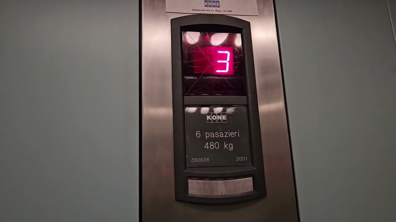 Old Kone traction elevator/lift in Hotel Avitar, Riga, Latvia