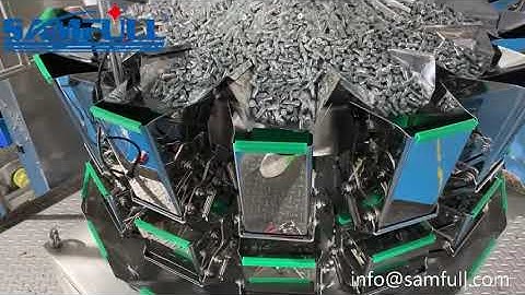 Screw bolt nut nail hardware plastic accessory PE film multihead weigher weighing packing machine